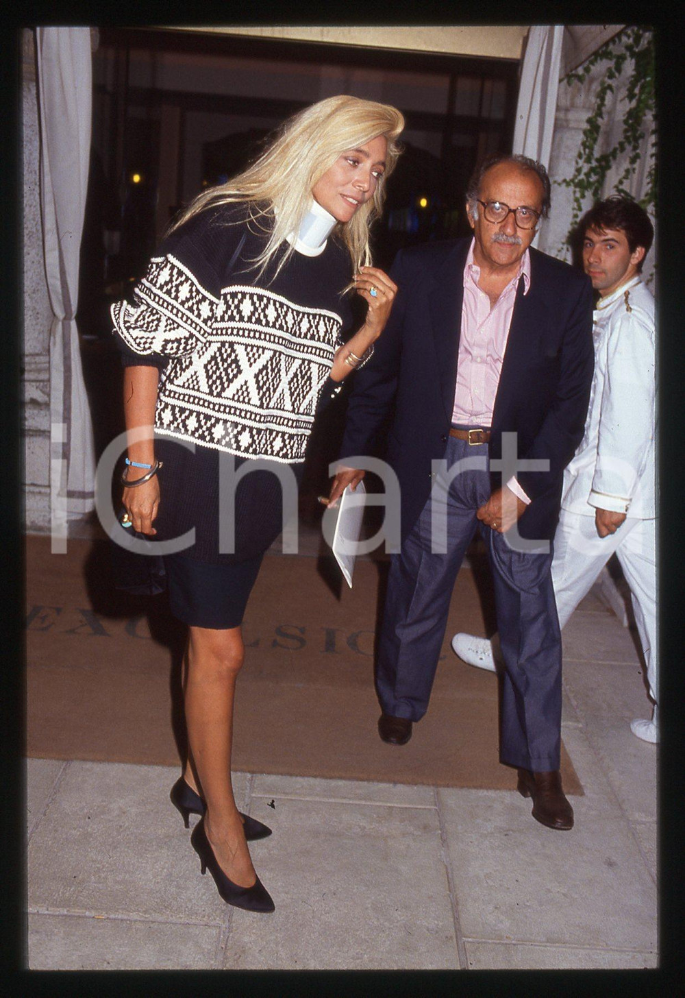 35mm vintage slide* 1990ca ROMA Mara VENIER con senatore Raffaele IANNUZZI