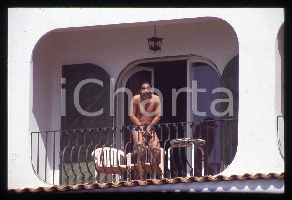 35mm vintage slide* 1990ca Rosario FIORELLO ritratto sul terrazzo