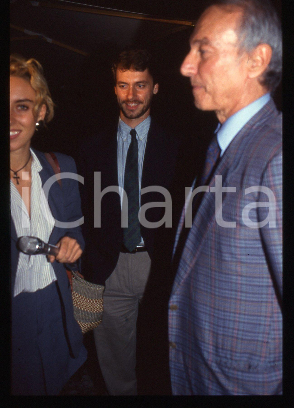 35mm vintage slide* 1990ca Alberto ANGELA ritratto con il padre Piero ANGELA*