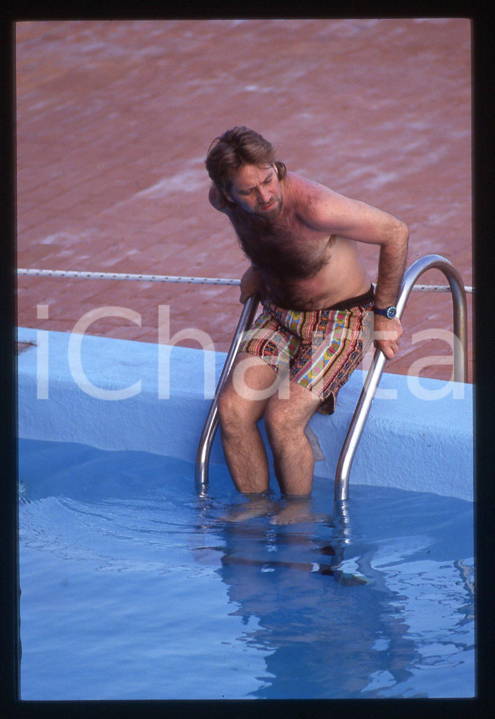 35mm vintage slide* 1990ca Tony ESPOSITO ritratto del cantante in piscina (3)