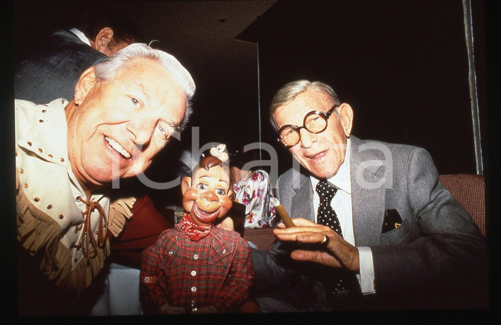 35mm vintage slide* 1990ca George BURNS ritratto con sigaro e marionetta