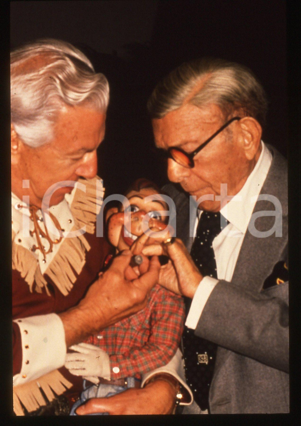 35mm vintage slide* 1990ca George BURNS ritratto dell'attore con marionetta