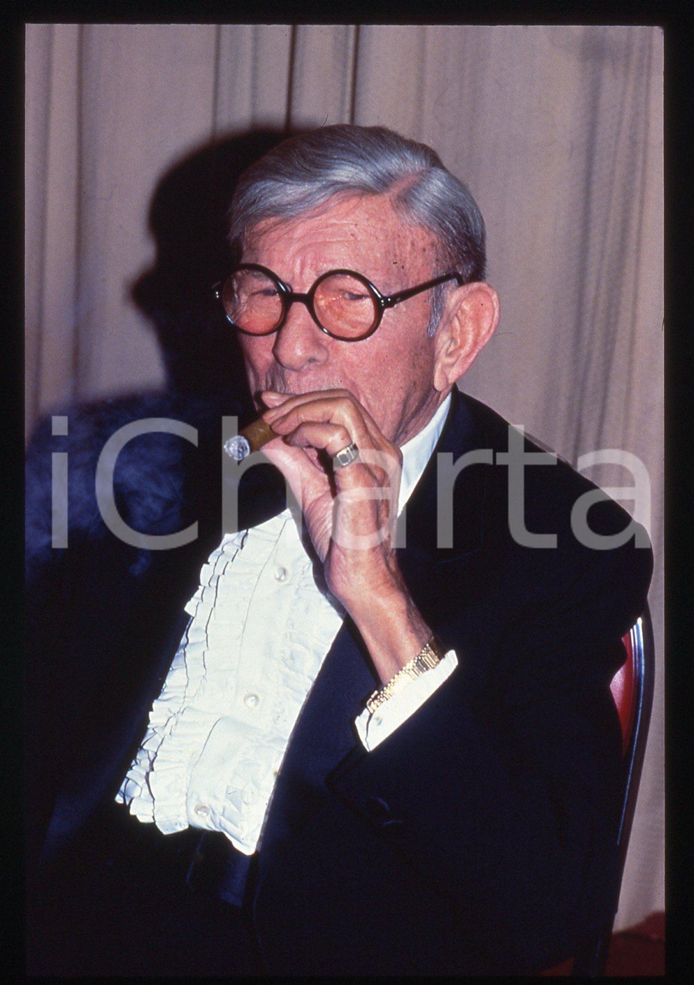 35mm vintage slide* 1990ca George BURNS ritratto dell'attore con sigaro (2)