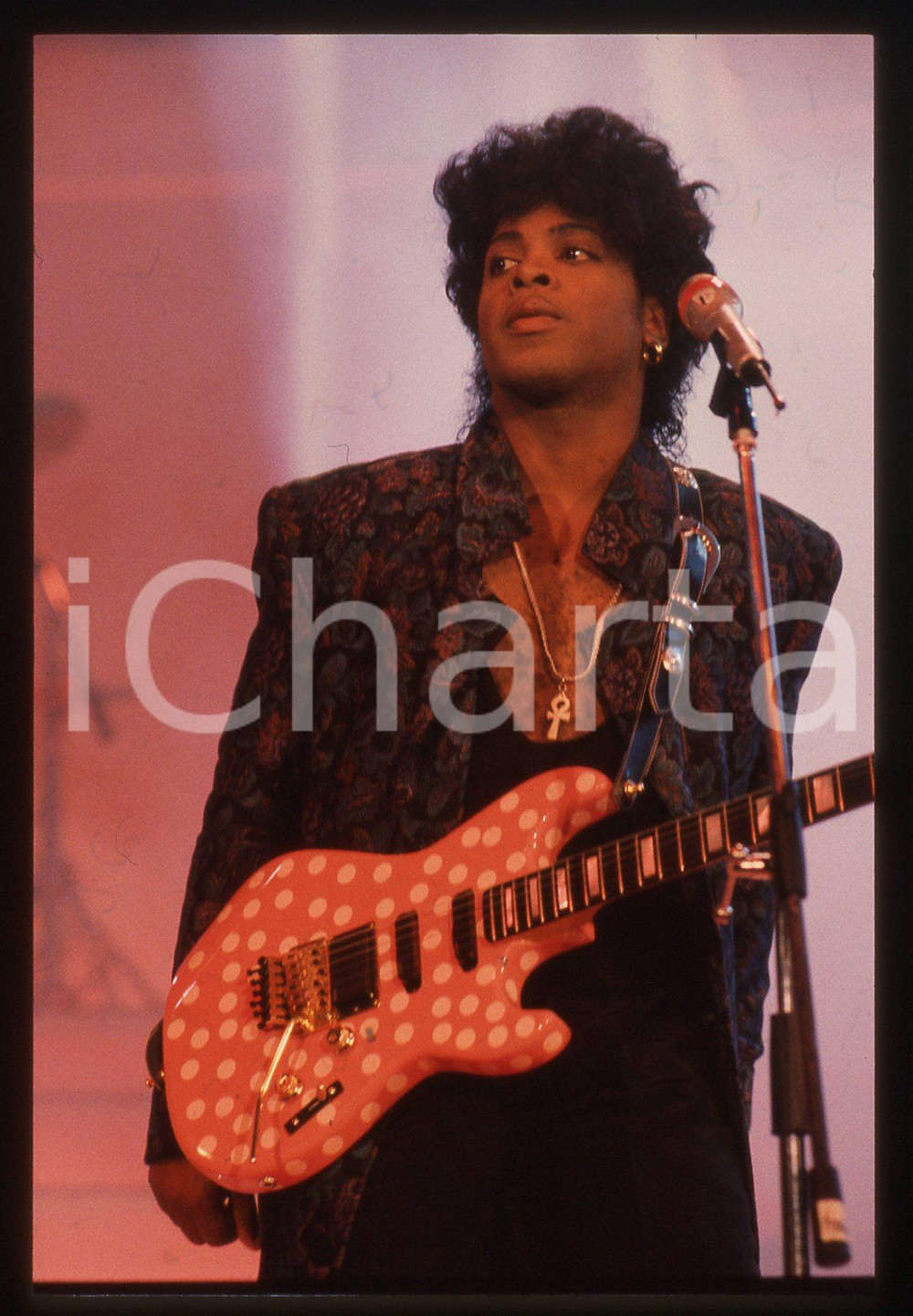 Fotografia d epoca originale 35mm vintage slide 1988 FESTIVALBAR Jesse JOHNSON canta LOVE STRUCK 6 1