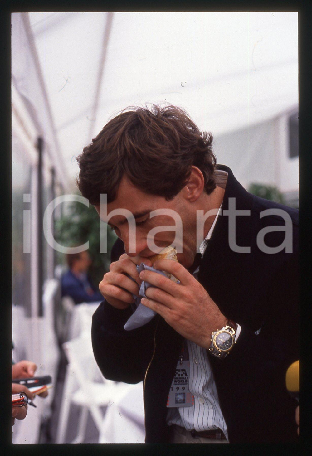 Fotografia d epoca originale 35mm vintage slide 1990ca Ayrton SENNA ritratto del pilota 8 1
