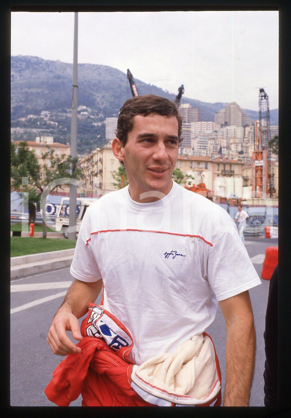 Fotografia d epoca originale 35mm vintage slide 1990ca Ayrton SENNA ritratto del pilota 12 1