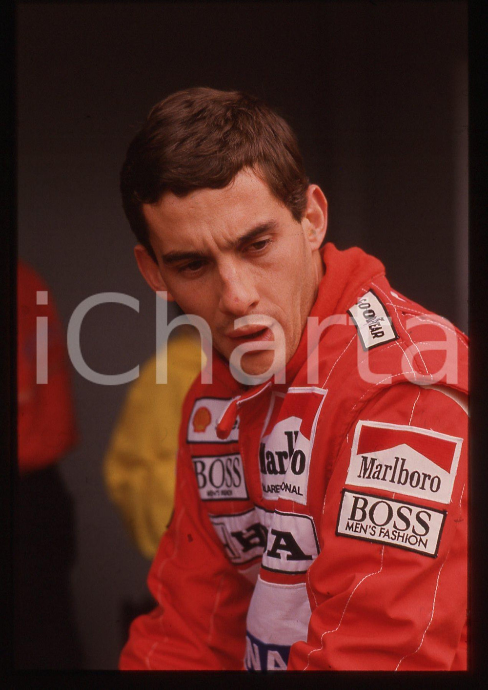 Fotografia d epoca originale 35mm vintage slide 1988 IMOLA Ayrton SENNA ritratto del pilota 11 1