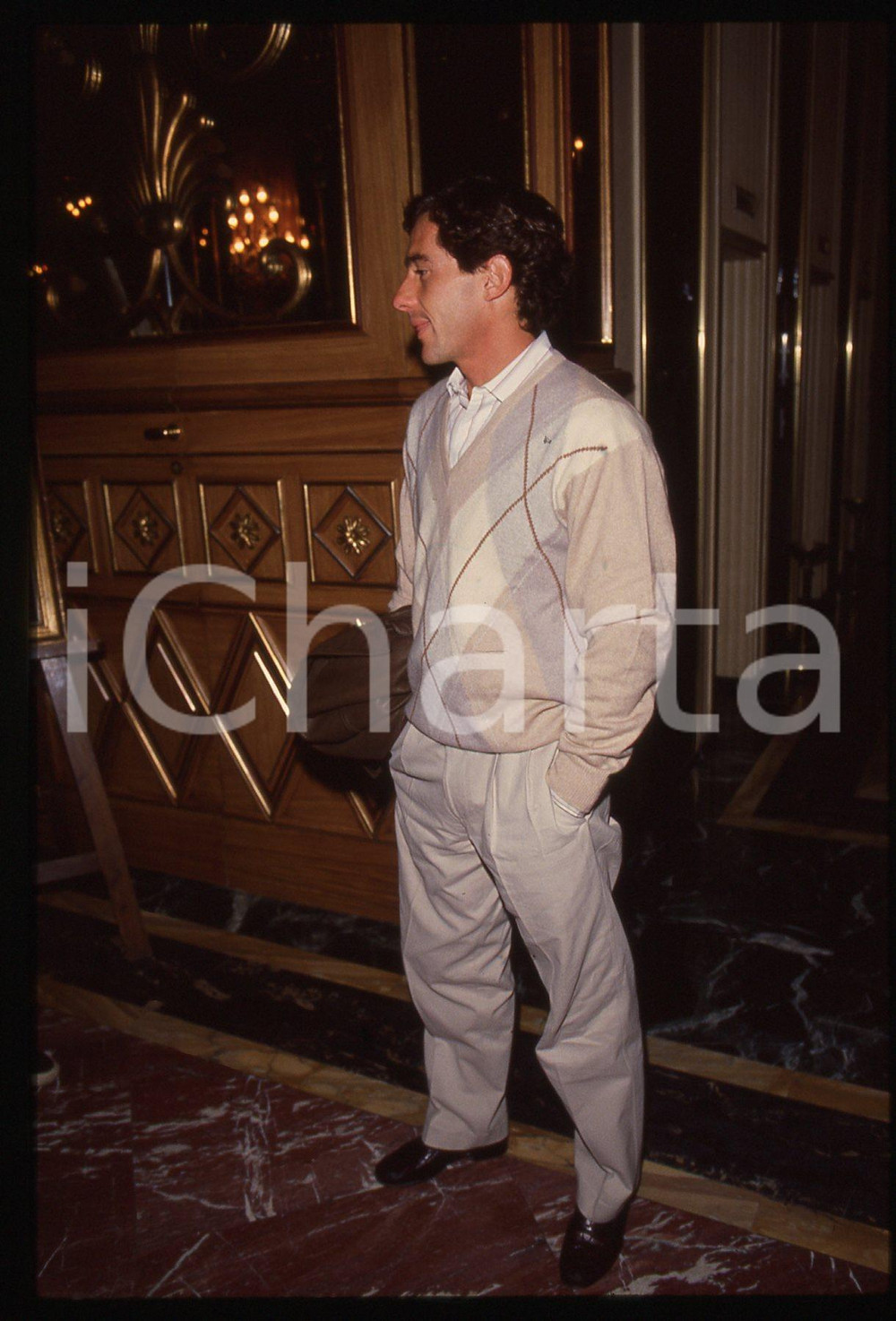 Fotografia d epoca originale 35mm vintage slide 1990ca MILANO Ayrton SENNA ritratto del pilota 16 1