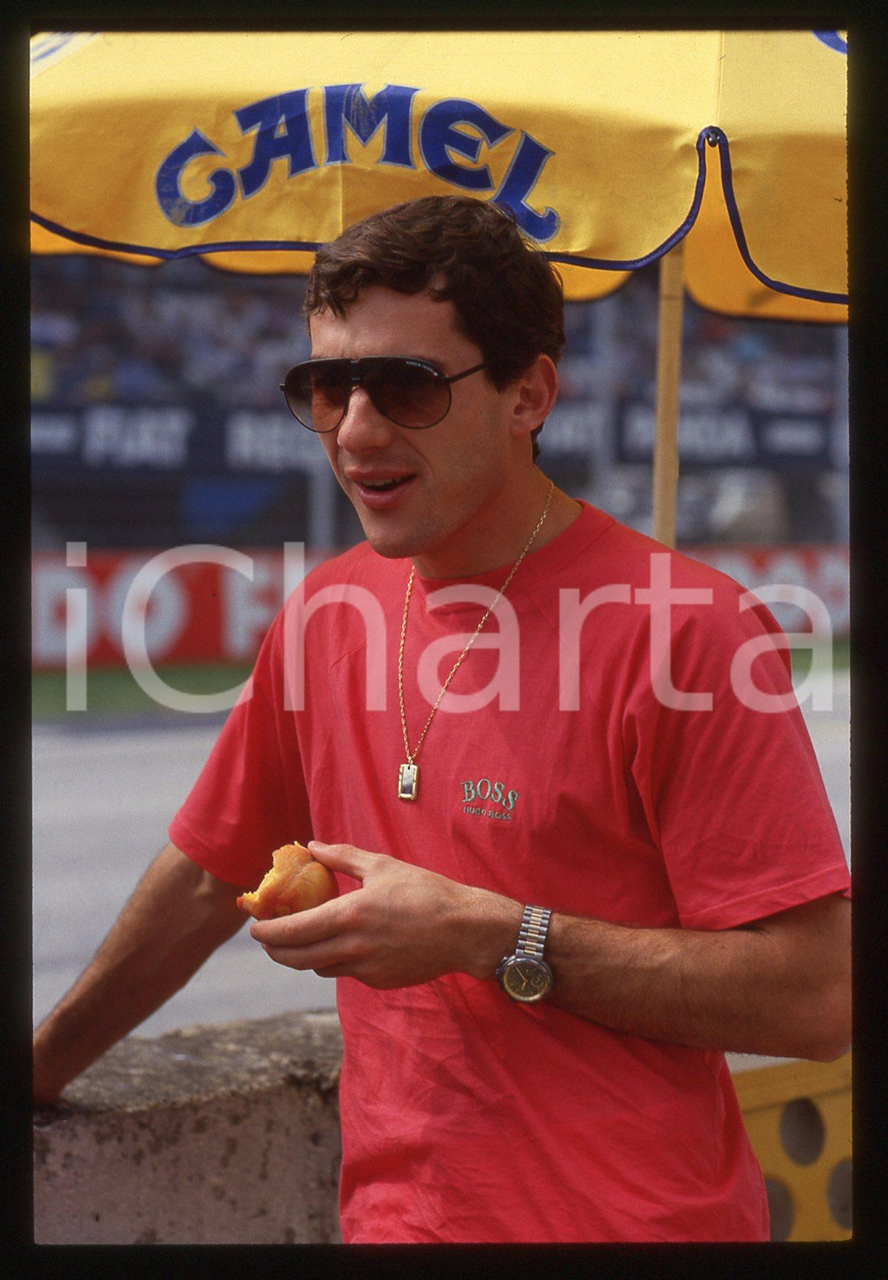 Fotografia d epoca originale 35mm vintage slide 1990ca Ayrton SENNA ritratto del pilota 22 1