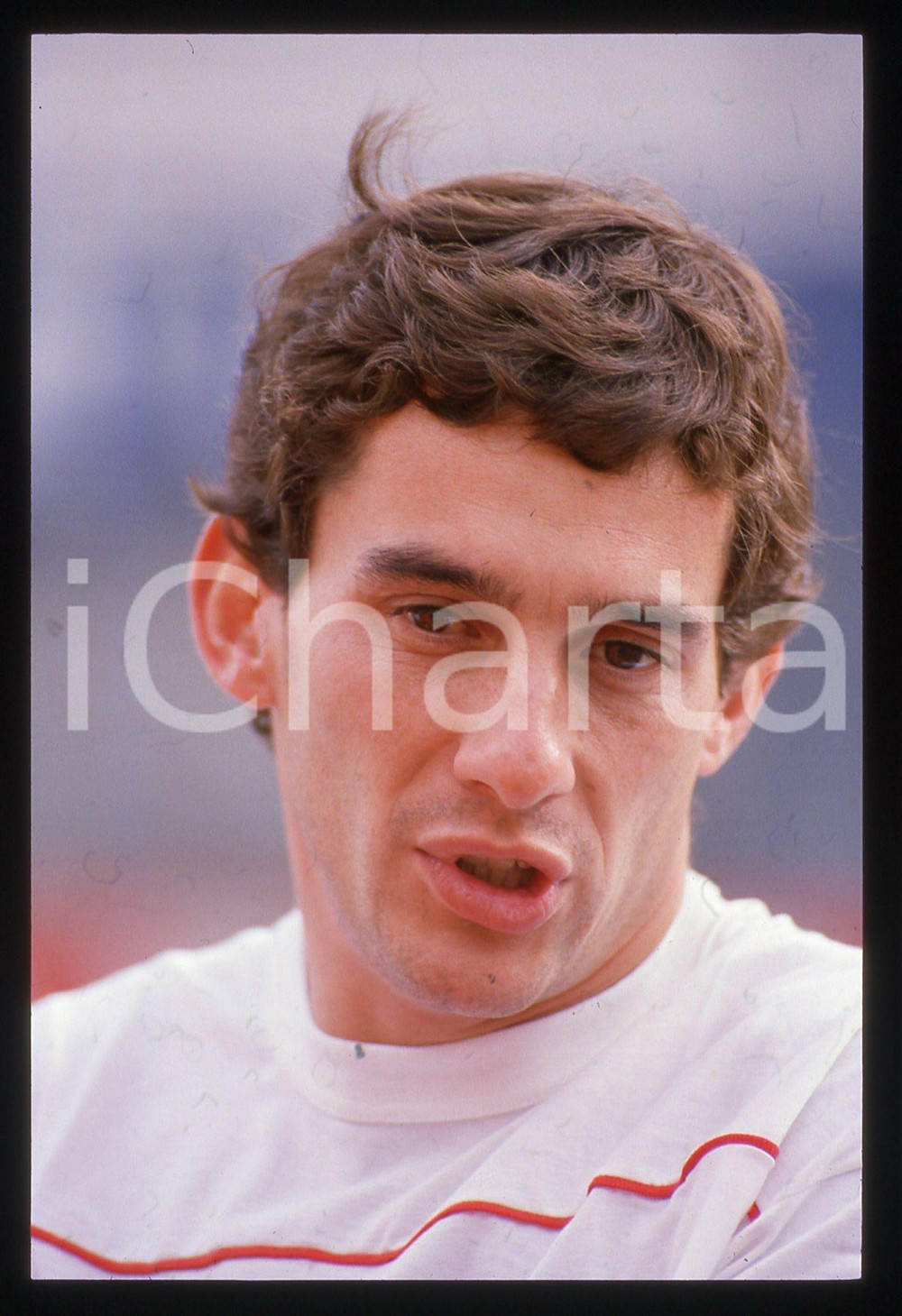 Fotografia d epoca originale 35mm vintage slide 1990ca Ayrton SENNA ritratto del pilota 25 1