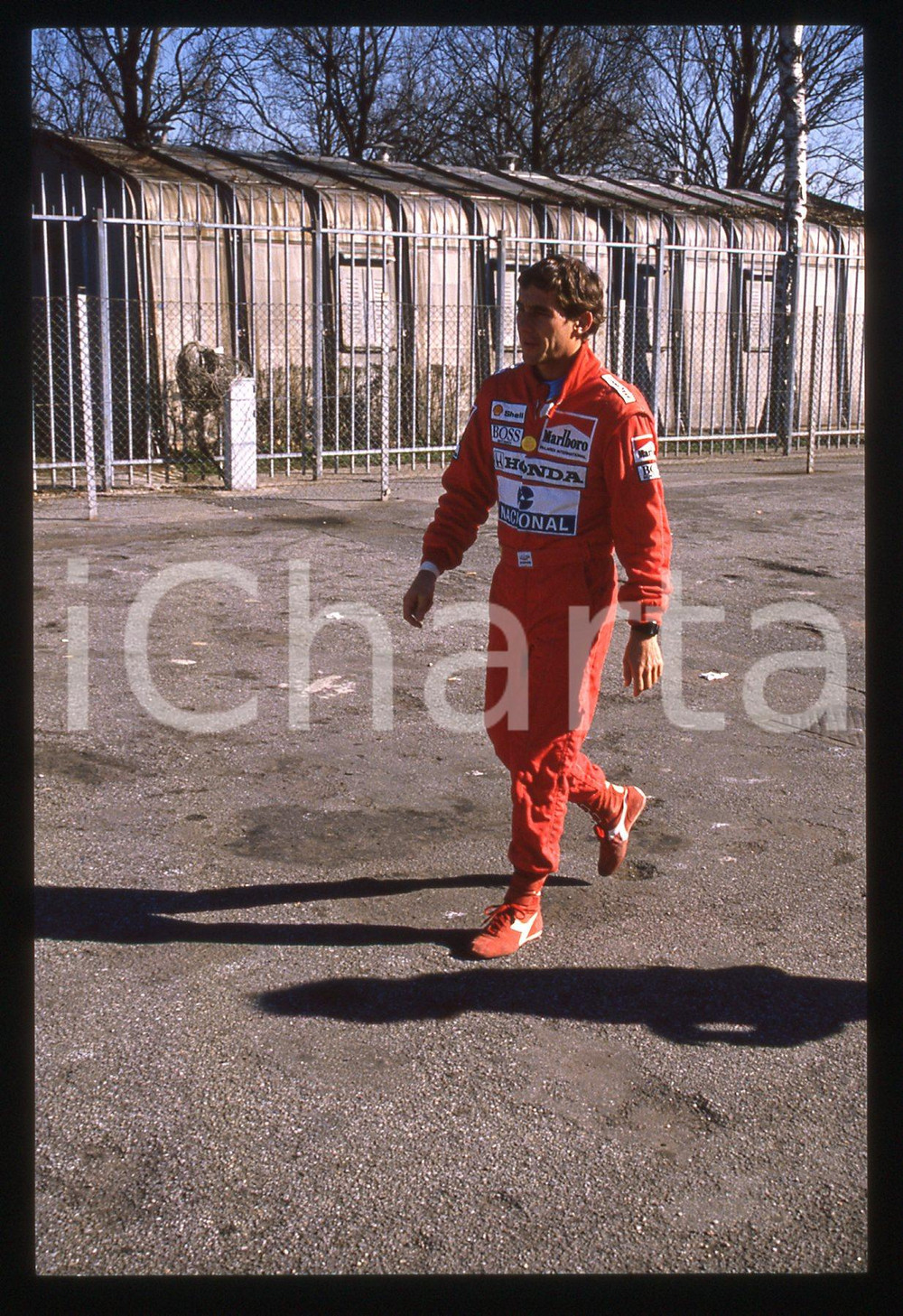 Fotografia d epoca originale 35mm vintage slide 1990ca IMOLA Ayrton SENNA ritratto del pilota 27 1