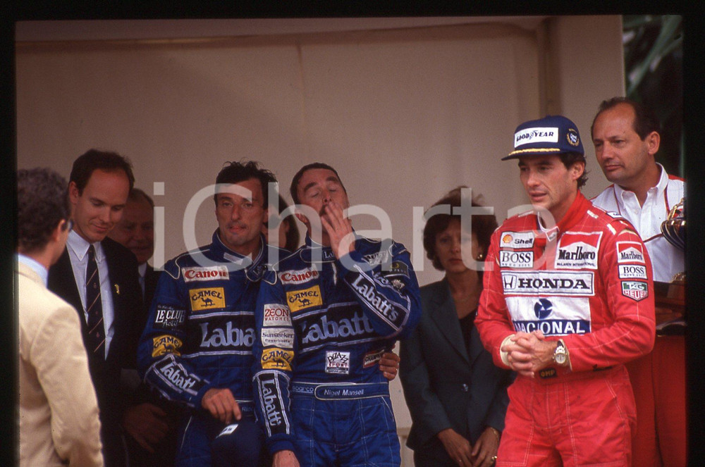 Fotografia d epoca originale 35mm vintage slide1992 MONTECARLO Ayrton SENNA vincitore Gran Premio di  MONACO 1