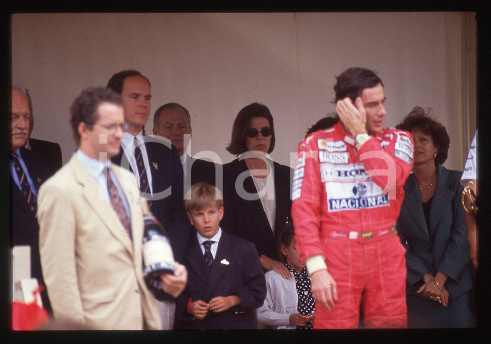Fotografia d epoca originale 35mm vintage slide 1992 MONTECARLO Ayrton SENNA vince Gran Premio di MONACO 4 1