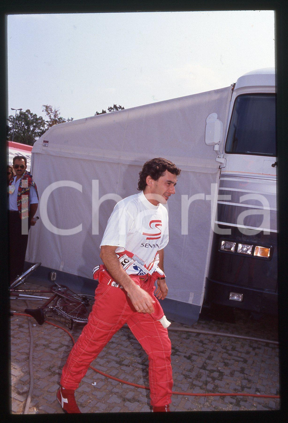 Fotografia d epoca originale 35mm vintage slide 1990ca Ayrton SENNA ritratto del pilota 39 1