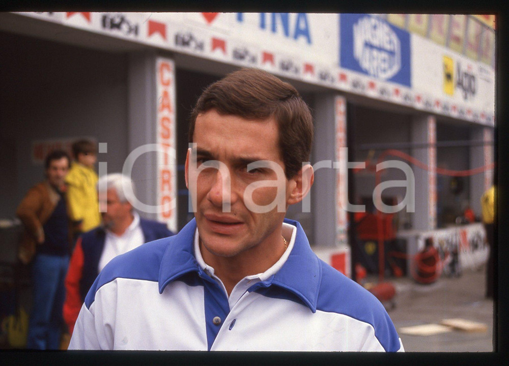 Fotografia d epoca originale 35mm vintage slide 1990ca MONZA Ayrton SENNA ritratto del pilota 8 1