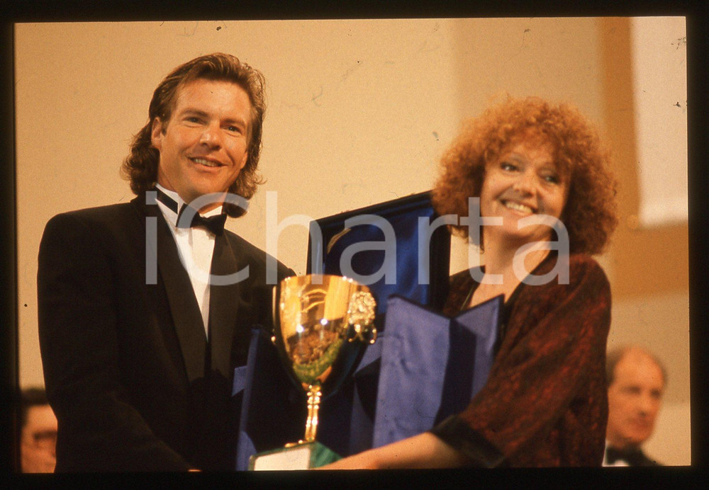 35mm vintage slide*1990 VENEZIA Festival Cinema Dennis QUAID e Gloria MUNCHMEYER
