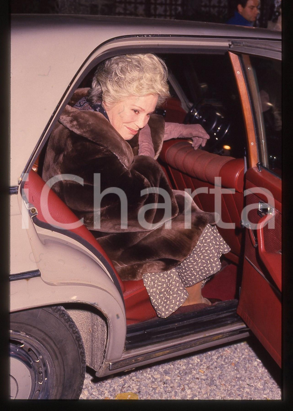 35mm vintage slide*1985ca ROMA Ingrid THULIN ritratto dell'attrice in automobile