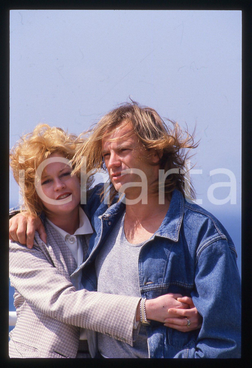 35mm vintage slide* 1988 CANNES Melanie GRIFFITH ritratta con STING