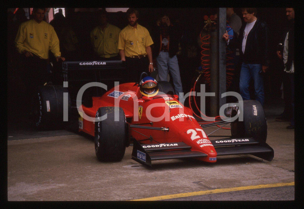 35mm vintage slide* 1988 IMOLA Michele ALBORETO sulla FERRARI F1-87/88C (3)