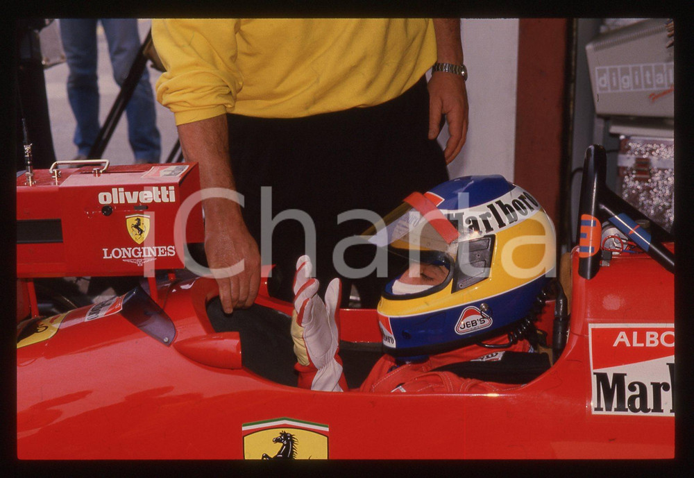 35mm vintage slide* 1988 IMOLA Michele ALBORETO sulla FERRARI F1-87/88C (10)