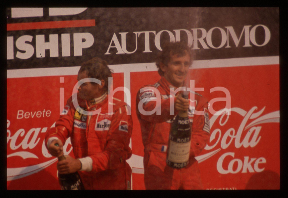 35mm vintage slide* 1989 FORMULA 1 MONZA Gerhard BERGER e Alain PROST sul podio*