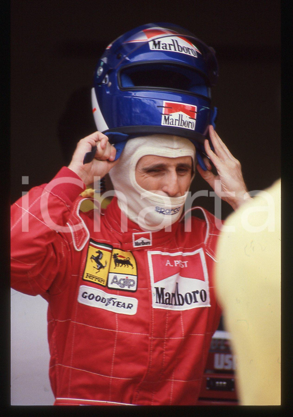 35mm vintage slide* 1990 FORMULA 1 - Alain PROST ritratto del pilota FERRARI