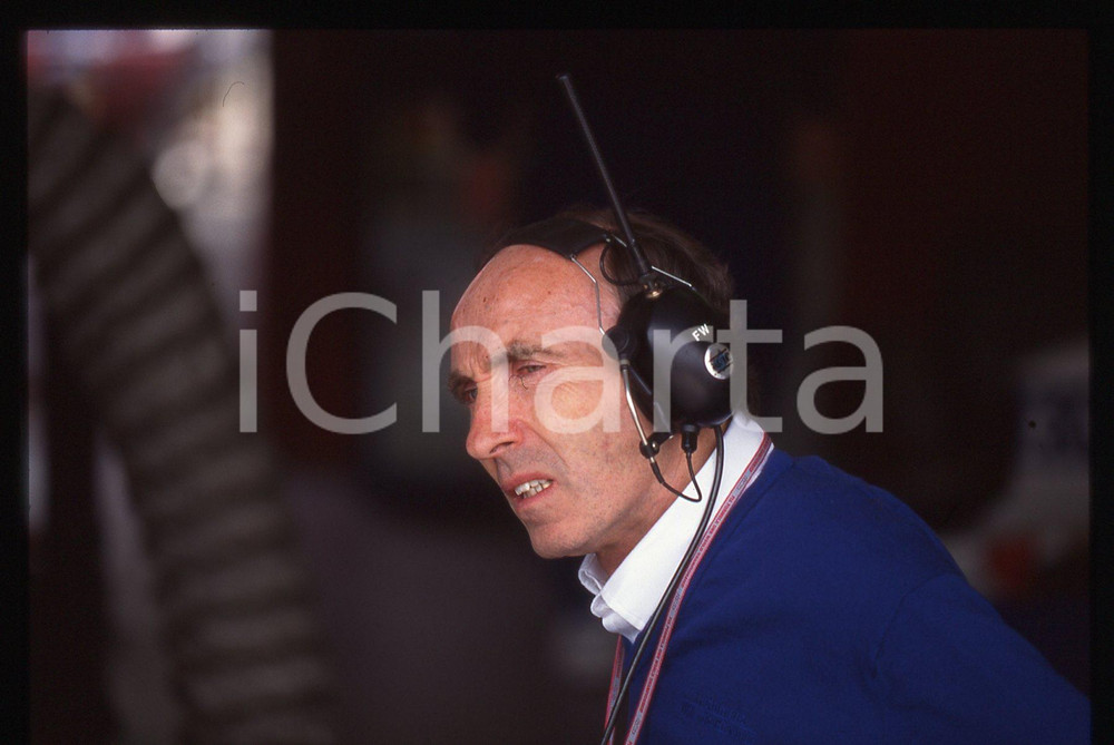 Fotografia d'epoca originale 35mm vintage slide*1991 FORMULA 1 Frank WILLIAMS fondatore scuderia nei box (13) 1