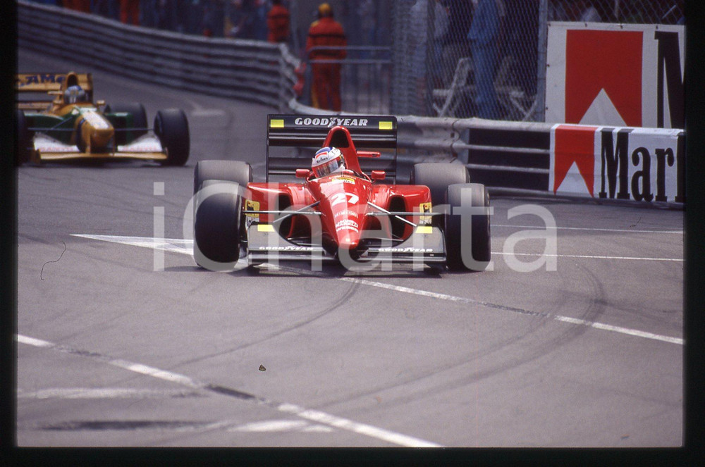 35mm vintage slide* 1992 MONTECARLO F1 Jean ALESI in gara su FERRARI F92A