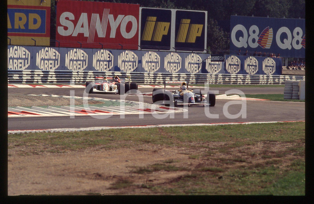 Fotografia d epoca originale 35mm vintage slide 1992 FORMULA 1 Ayrton SENNA e Nigel MANSELL durante la gara 1