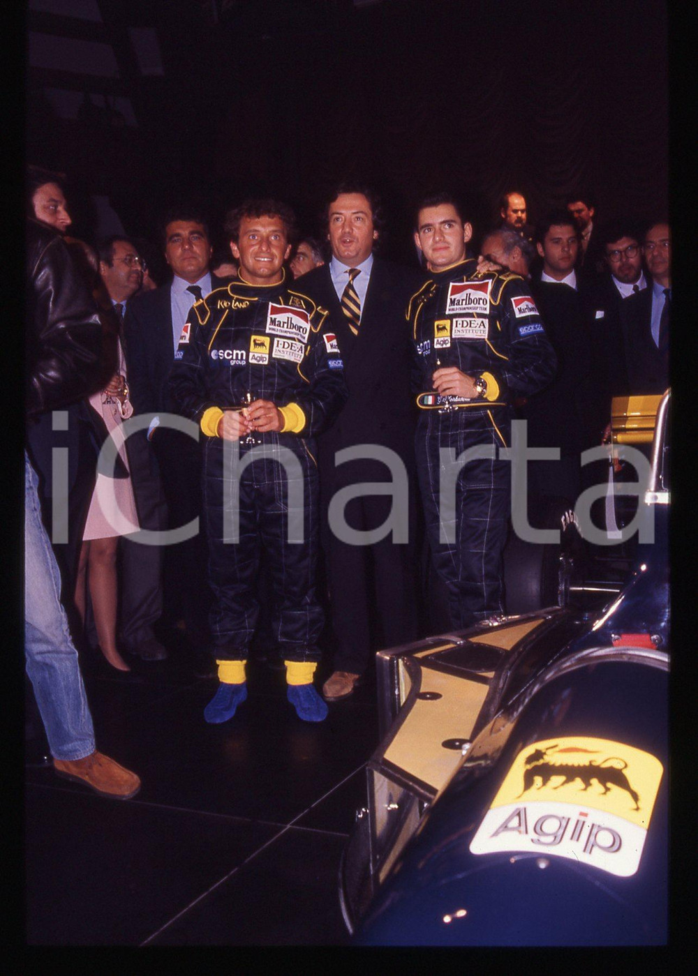 35mm vintage slide* 1991 F1 Gianni MORBIDELLI Pierluigi MARTINI con MINARDI M191
