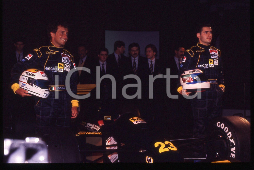 35mm vintage slide*1991 F1 Gianni MORBIDELLI Pierluigi MARTINI con MINARDI M191