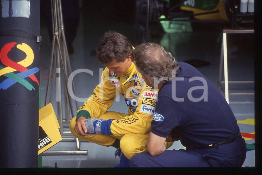Fotografia d epoca originale 35mm vintage slide 1992 FORMULA 1  Michael SCHUMACHER con Flavio BRIATORE 1