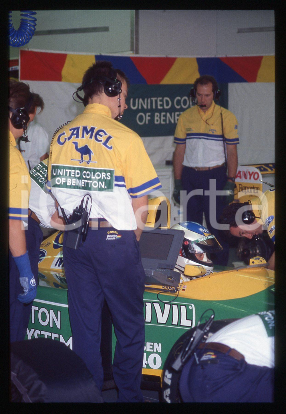 Fotografia d epoca originale 35mm vintage slide 1992 F1 Michael SCHUMACHER a bordo BENETTON B192 original 1