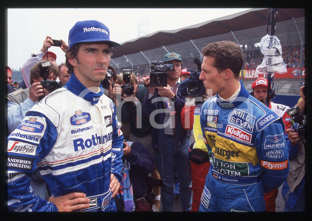 Fotografia d epoca originale 35mm vintage slide 1995 IMOLA F1  Damon HILL e Michael SCHUMACHER original 1