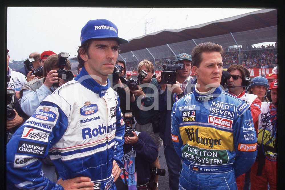 Fotografia d epoca originale 35mm vintage slide 1995 IMOLA FORMULA 1  Damon HILL e Michael SCHUMACHER 2 1