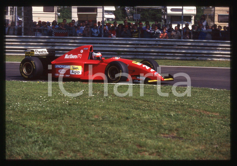 35mm vintage slide*1995 IMOLA FORMULA 1 Gerhard BERGER in pista su FERRARI 412T2