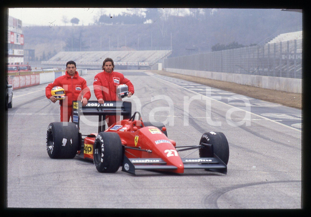 35mm vintage slide* 1988 F1 Michele ALBORETO e Gerhard BERGER con FERRARI 87/88C