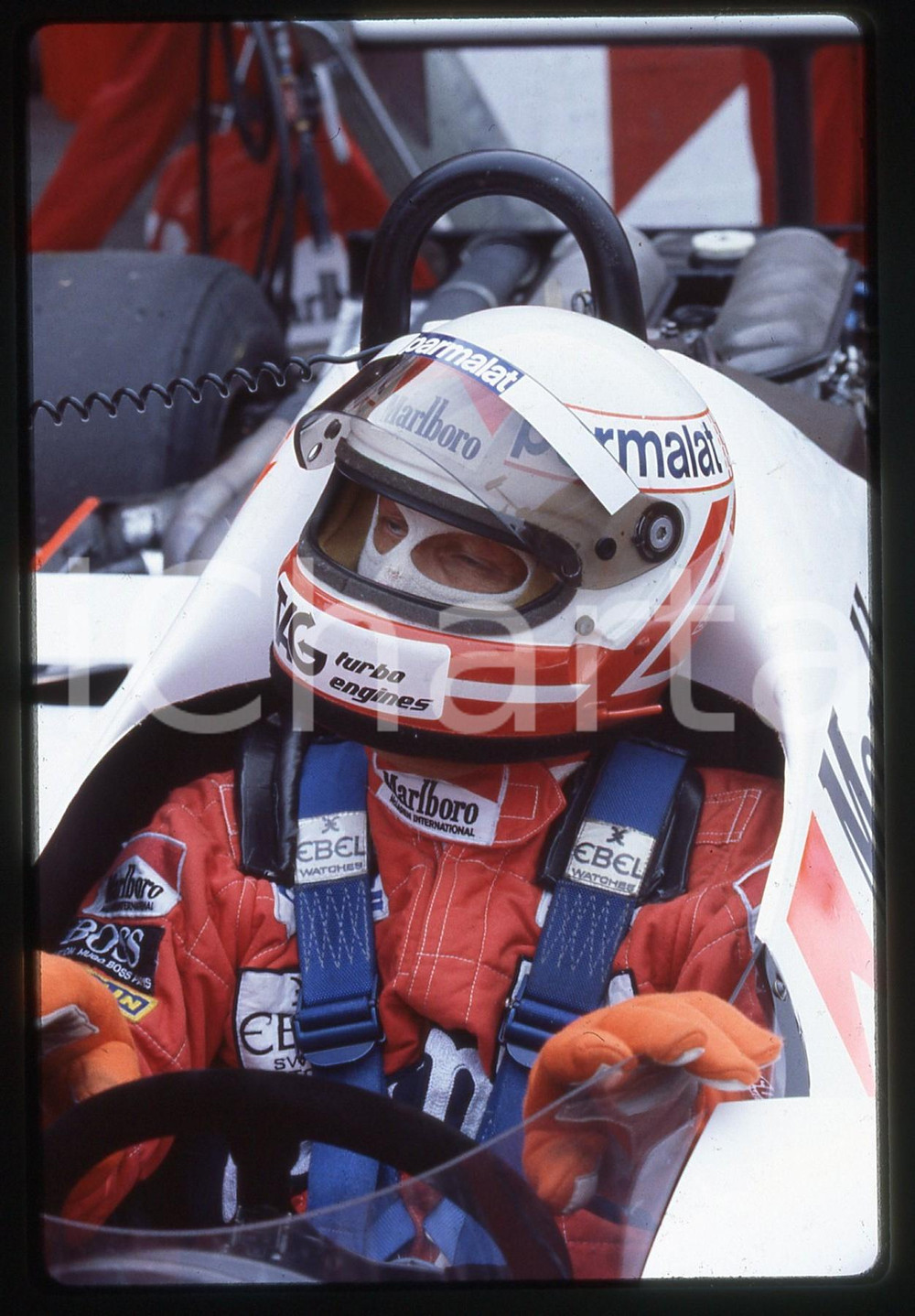 35mm vintage slide* 1975ca FORMULA 1 - Pilota a bordo di una monoposto (2)