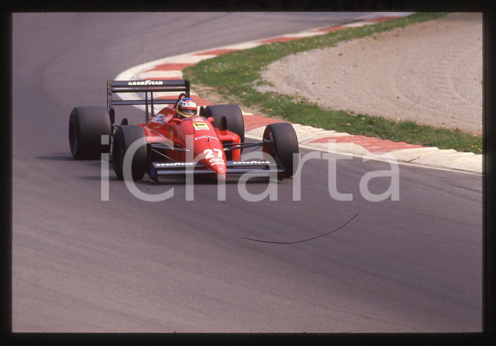 Fotografia d'epoca originale 35mm vintage slide* 1987 IMOLA F1 - Michele ALBORETO in pista su FERRARI F1-87 1