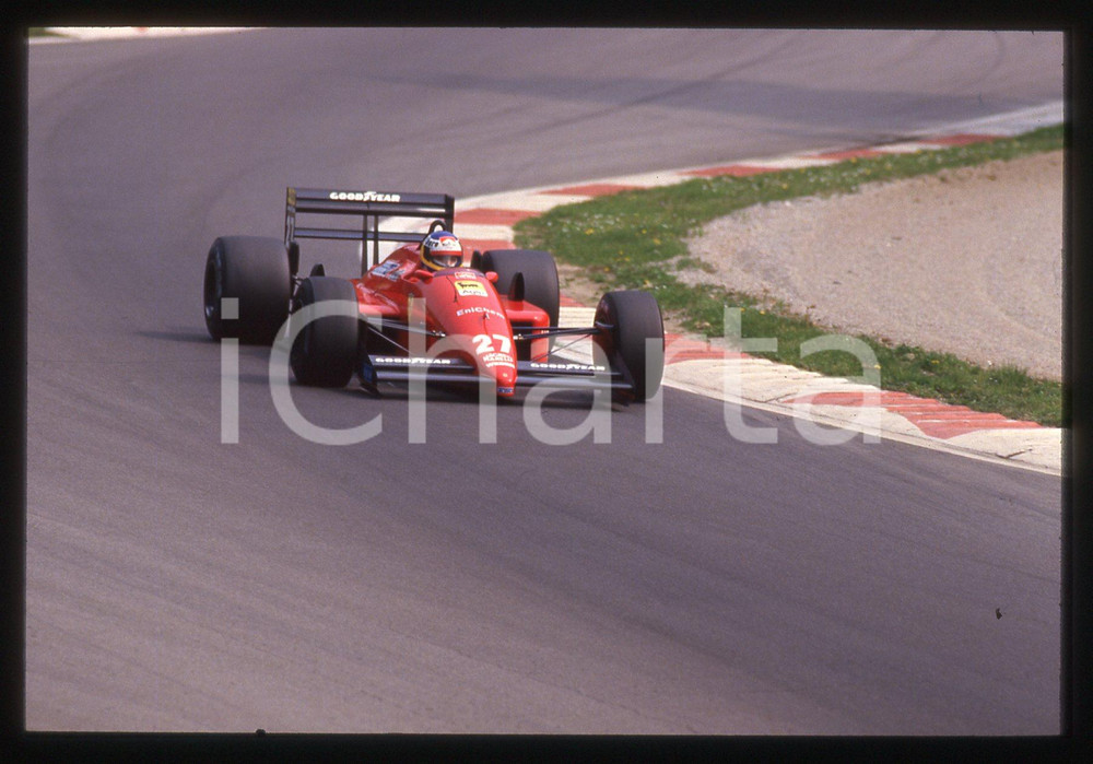 Fotografia d'epoca originale 35mm vintage slide* 1987 IMOLA F1 Michele ALBORETO in pista su FERRARI F1-87 (3) 1