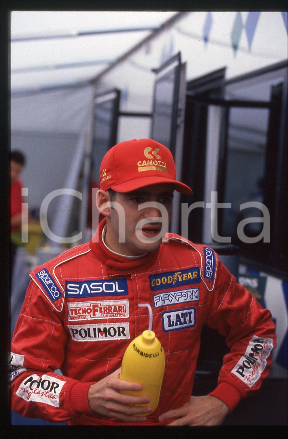 Fotografia d'epoca originale 35mm vintage slide* 1995 F1 - Gianni MORBIDELLI ritratto del pilota FOOTWORK 1