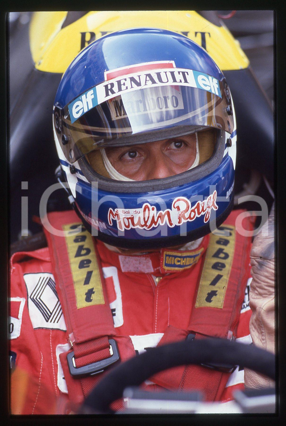 Fotografia d'epoca originale 35mm vintage slide* 1984 F1 - Patrick TAMBAY a bordo della RENAULT RE50 (2) 1