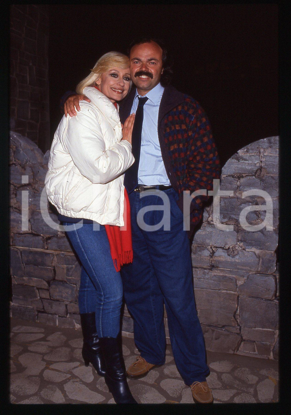 35mm vintage slide* 1990ca TELEVISIONE - Raffaella CARRA' e Sergio JAPINO (5)