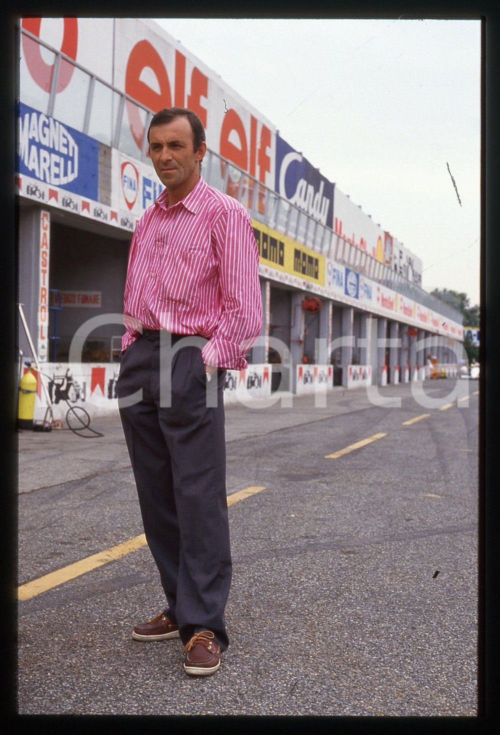 35mm vintage slide* 1985ca MONZA FORMULA 1 - Enzo COLONI ritratto ai box (3)