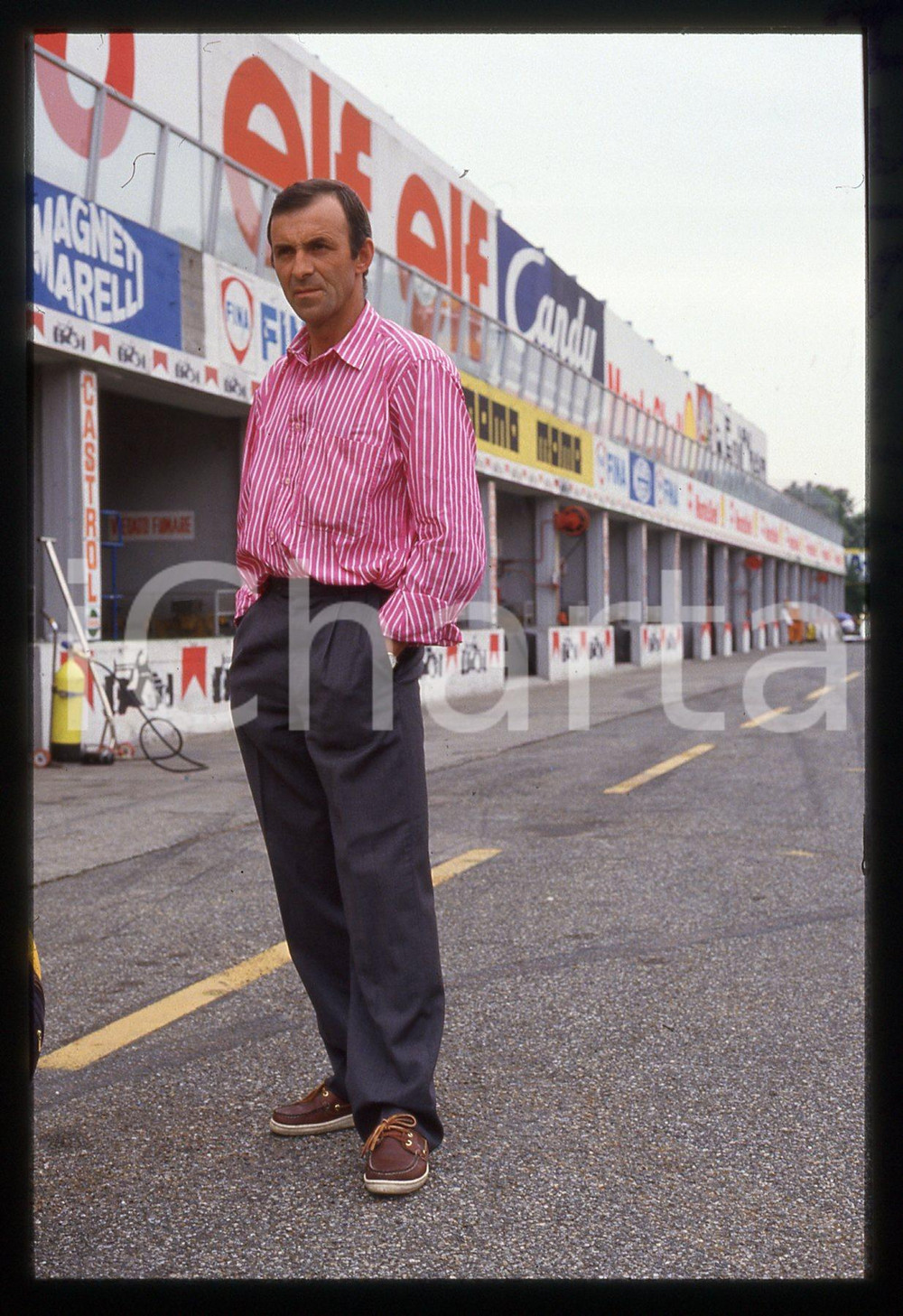 35mm vintage slide* 1985ca MONZA FORMULA 1 - Enzo COLONI ritratto ai box (4)