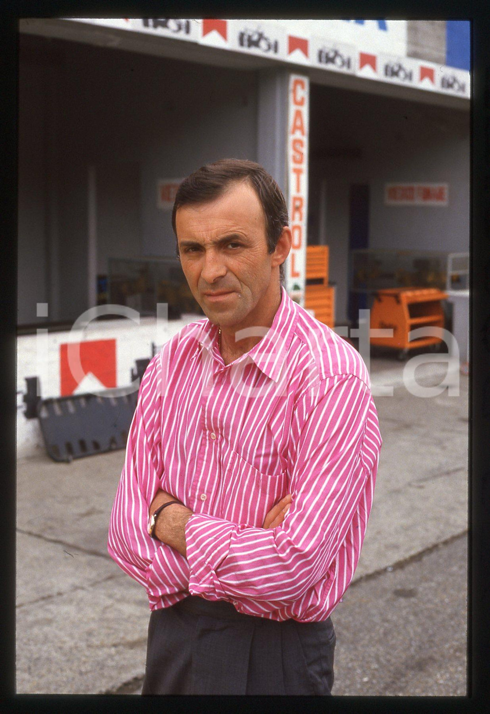 35mm vintage slide* 1985ca MONZA FORMULA 1 - Enzo COLONI ritratto ai box (11)