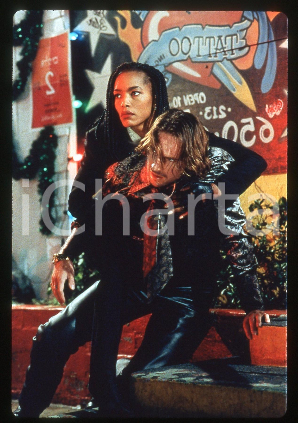 Fotografia d epoca originale 35mm vintage slide 1995 Film STRANGE DAYS  Ralph FIENNES and Angela BASSETT 1