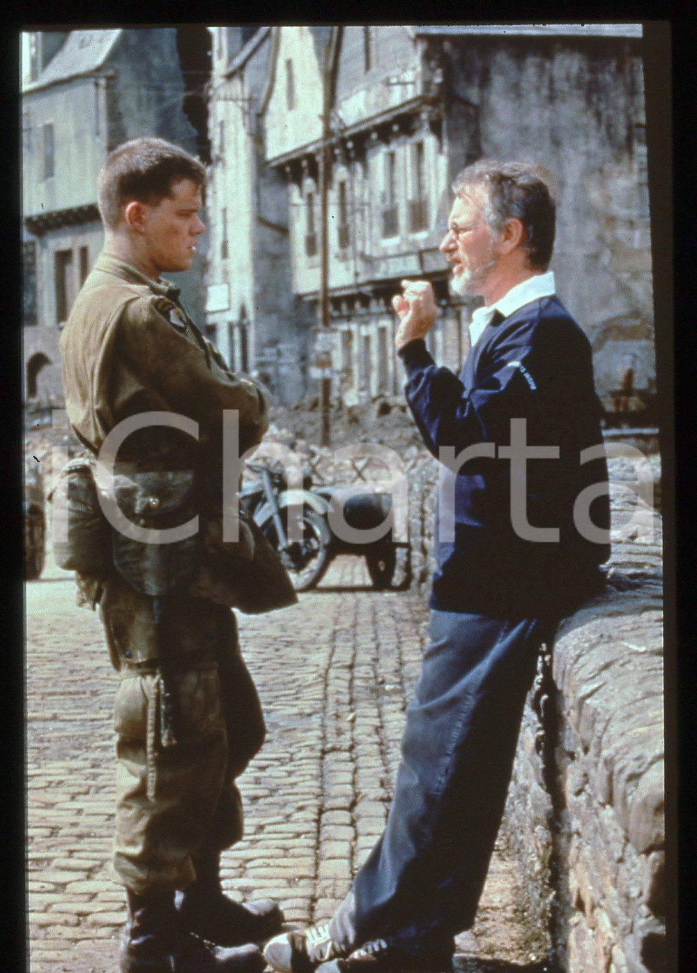 Fotografia d epoca originale 35mm vintage slide 1998 SALVATE IL SOLDATO RYAN  Matt DAMON e Steven SPIELBERG 1