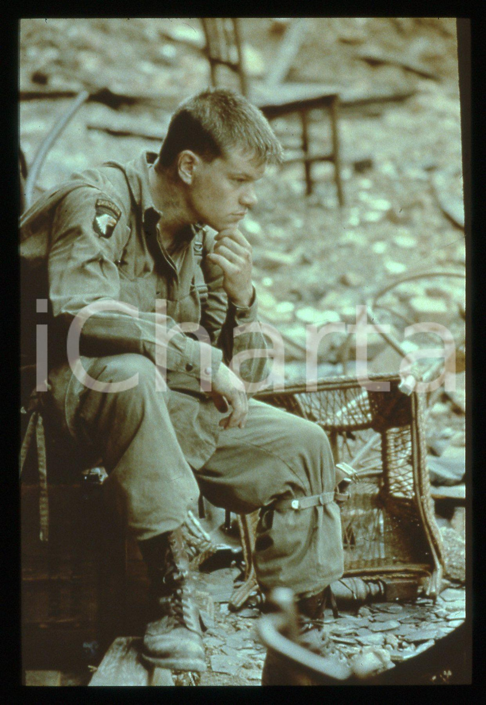 Fotografia d epoca originale 35mm vintage slide1998 SAVING PRIVATE RYAN  Matt DAMON in una scena del film 1