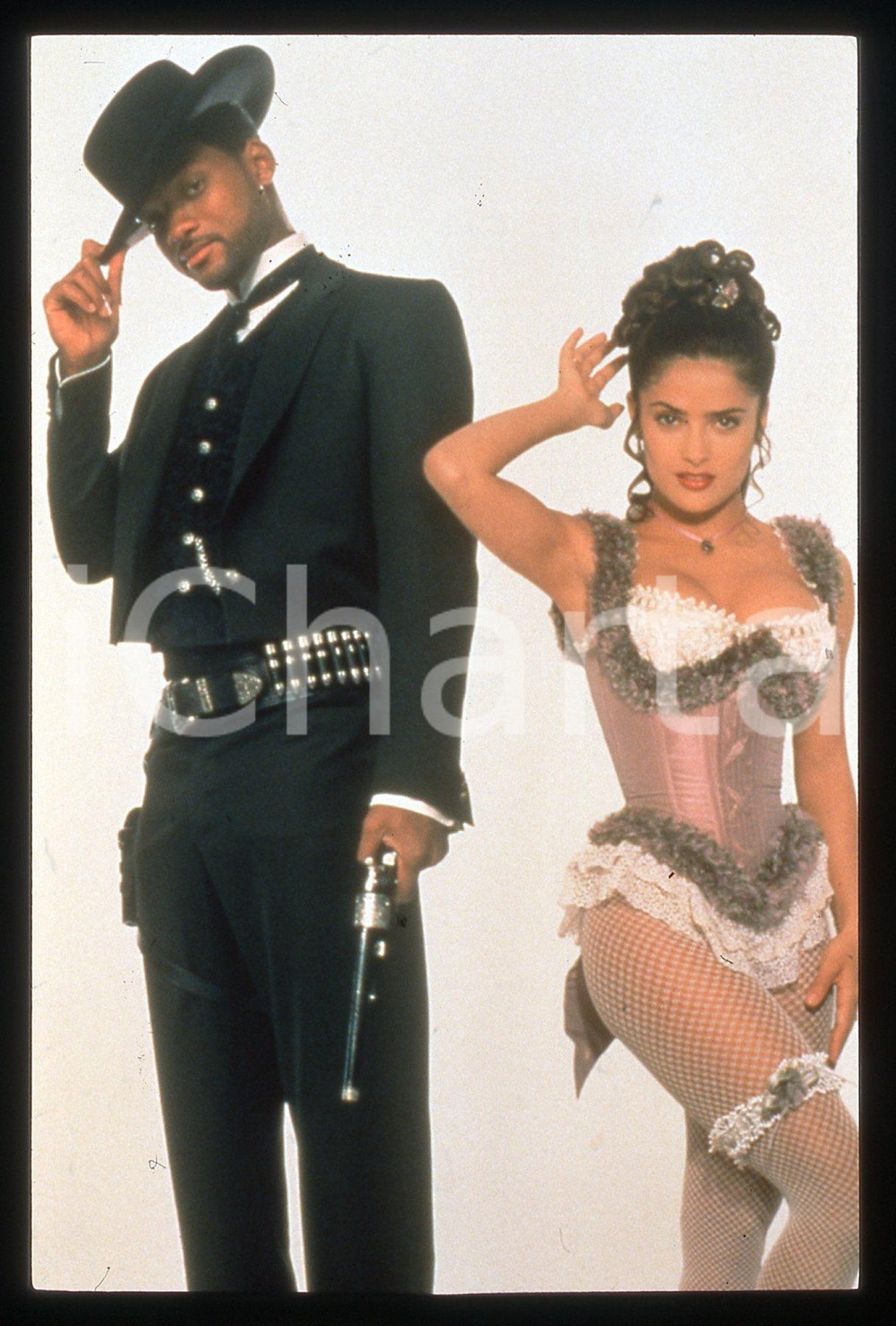 Fotografia d epoca originale 35mm vintage slide 1999 Film WILD WILD WEST  Will SMITH e Salma HAYEK 1
